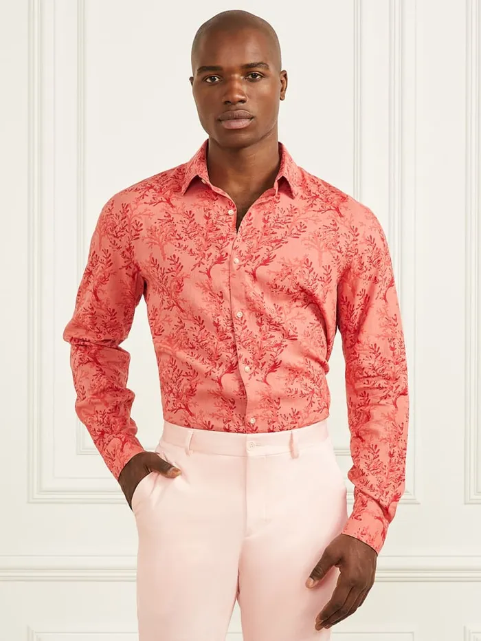 GUESS Shirts Eco Joe Linen Shirt Red 8211 Men