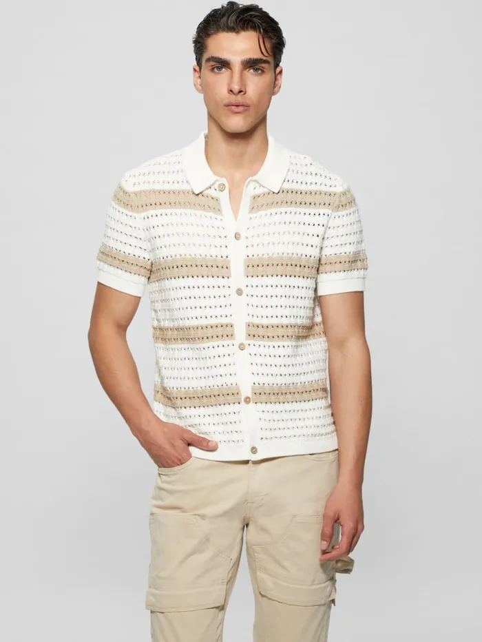 GUESS Shirts Eco Joshua Striped Crochet Shirt Colors 8211 Men
