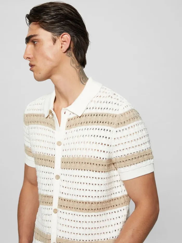 GUESS Shirts Eco Joshua Striped Crochet Shirt Colors 8211 Men