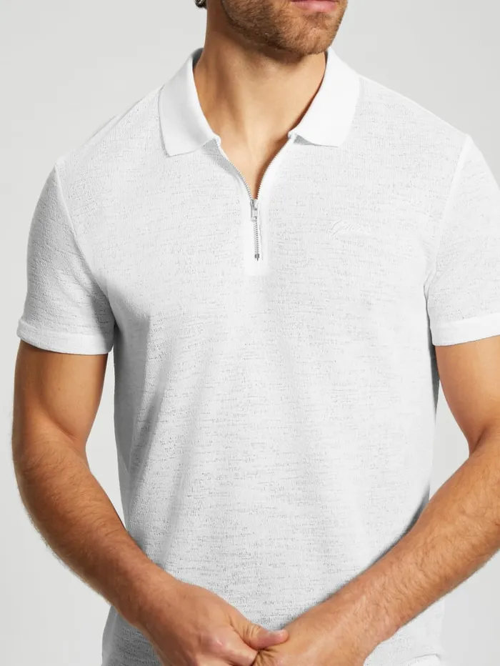 GUESS Shirts Gauze HalfZip Polo White 8211 Men