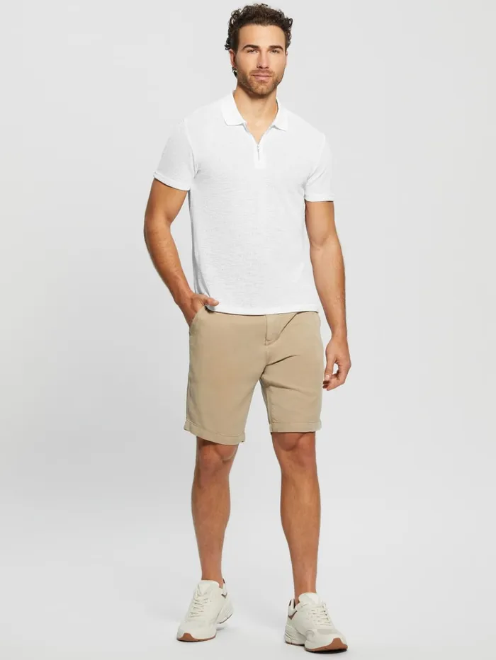 GUESS Shirts Gauze HalfZip Polo White 8211 Men