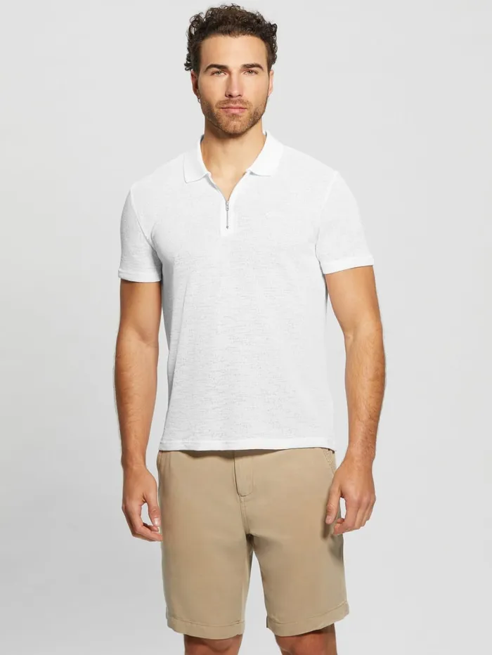 GUESS Shirts Gauze HalfZip Polo White 8211 Men
