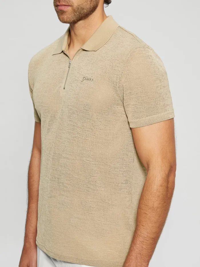 GUESS Shirts Gauze HalfZip Polo White 8211 Men