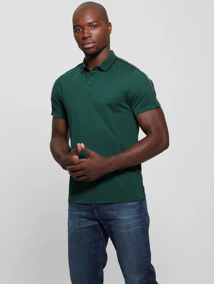 GUESS Shirts Quattro G Tape Polo Green 8211 Men