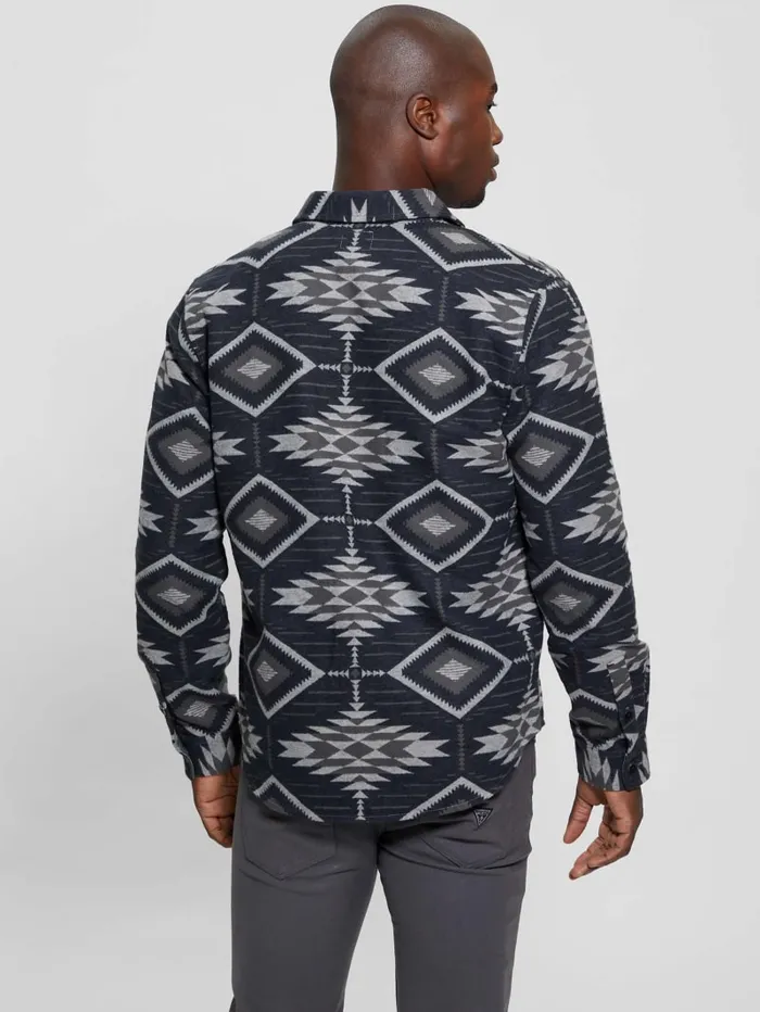 GUESS Shirts Southwest Motif Jacquard Shirt Grey 8211 Men