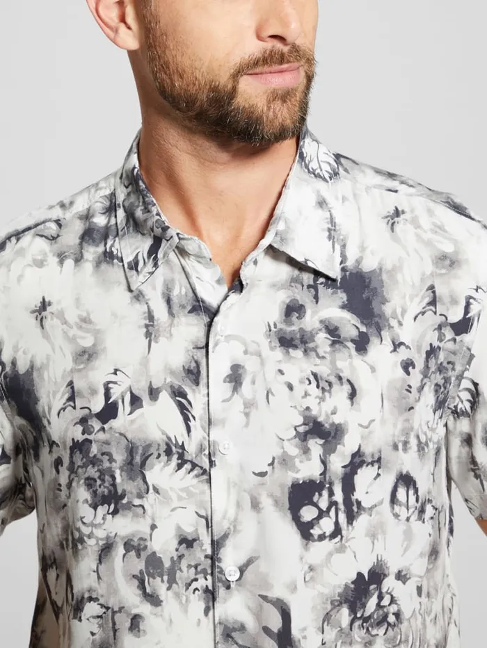 GUESS Shirts Wayco Sateen Floral Shirt Blackwhite 8211 Men