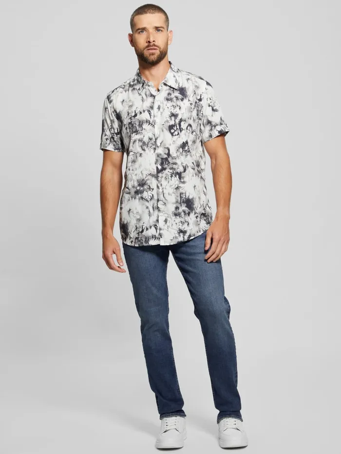 GUESS Shirts Wayco Sateen Floral Shirt Blackwhite 8211 Men