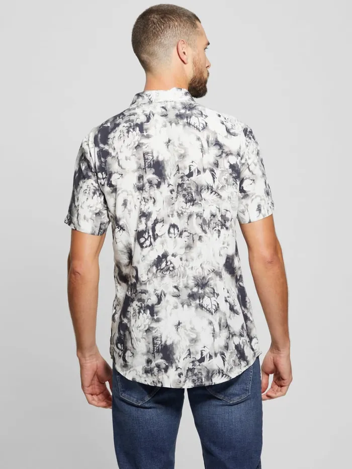 GUESS Shirts Wayco Sateen Floral Shirt Blackwhite 8211 Men