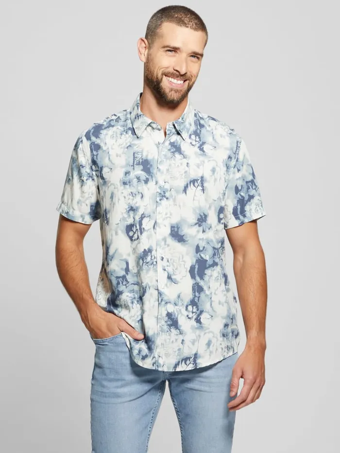 GUESS Shirts Wayco Sateen Floral Shirt Blackwhite 8211 Men