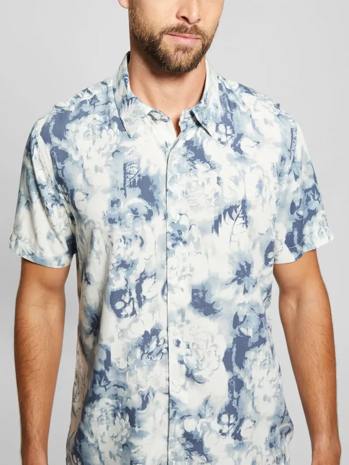 GUESS Shirts Wayco Sateen Floral Shirt Blackwhite 8211 Men