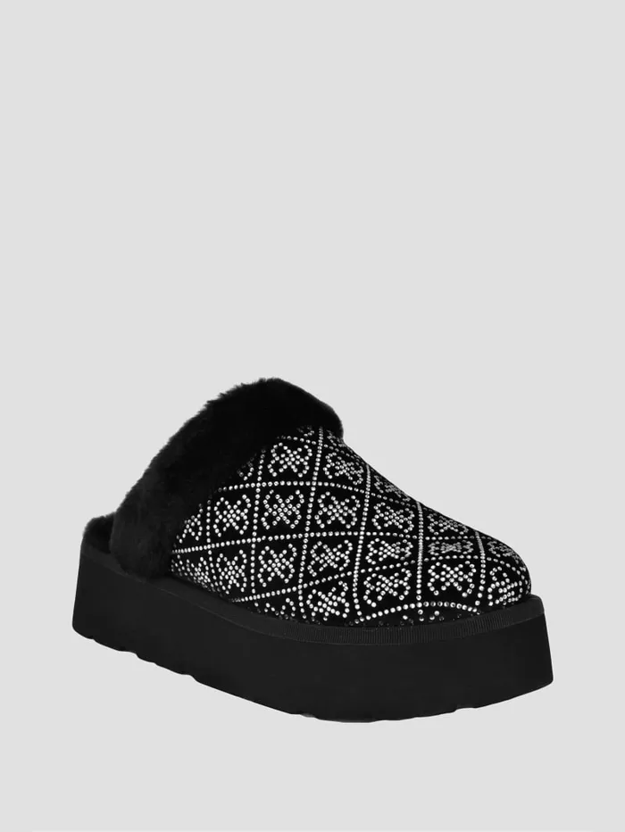 GUESS Shoes Danikas Rhinestone Quattro G Slides Black 8211 Women
