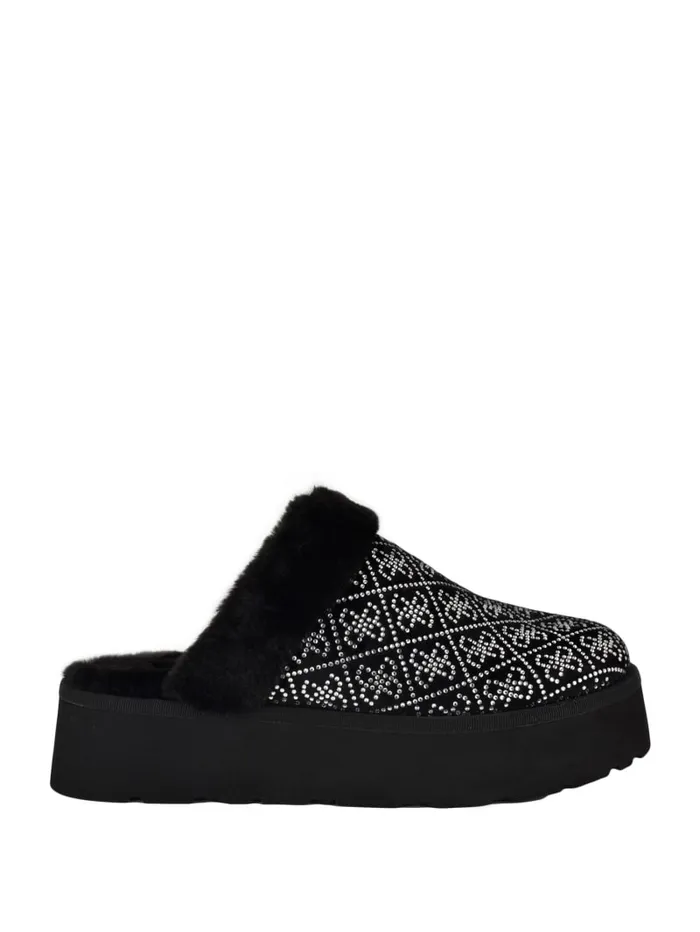 GUESS Shoes Danikas Rhinestone Quattro G Slides Black 8211 Women