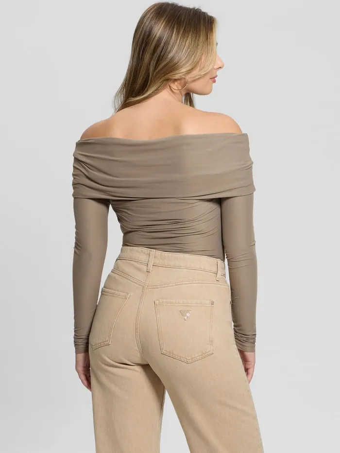 GUESS Sweaters and Knits Abby OfftheShoulder Top Beige 8211 Women