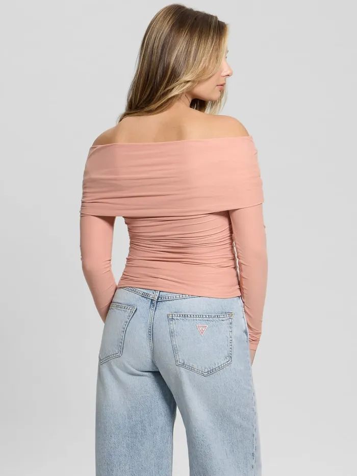 GUESS Sweaters and Knits Abby OfftheShoulder Top Beige 8211 Women