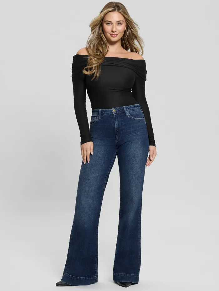 GUESS Sweaters and Knits Abby OfftheShoulder Top Beige 8211 Women