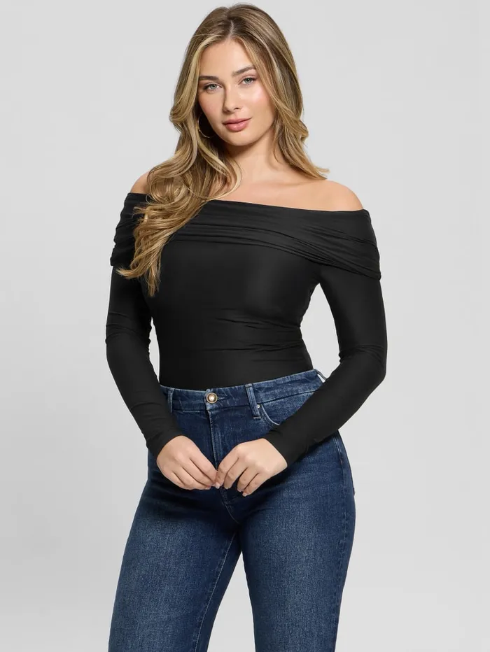 GUESS Sweaters and Knits Abby OfftheShoulder Top Beige 8211 Women