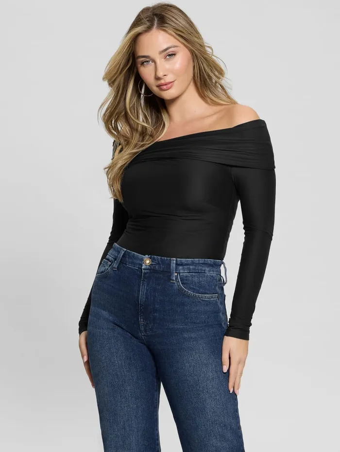 GUESS Sweaters and Knits Abby OfftheShoulder Top Beige 8211 Women