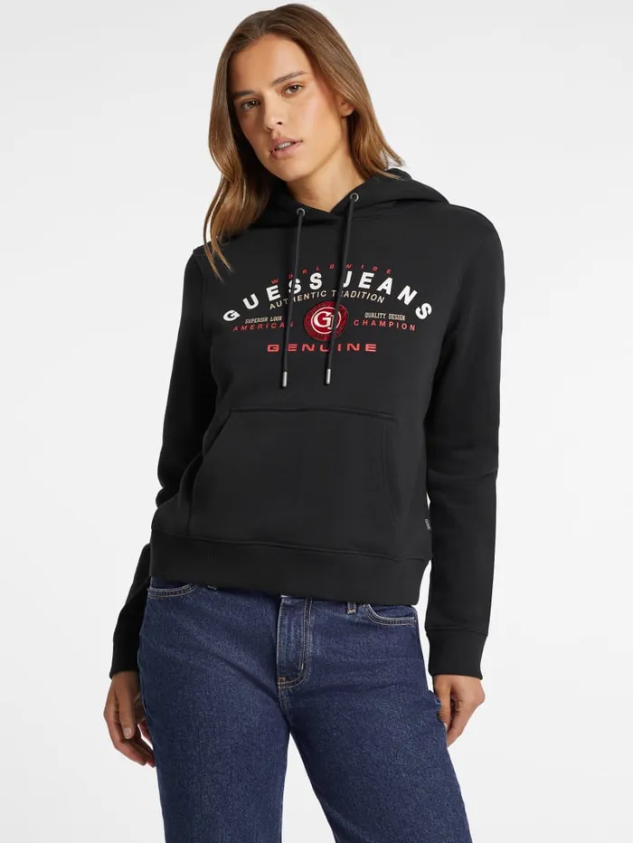 GUESS Sweaters and Knits Classic Genuine Logo Hoodie Black 8211 Women
