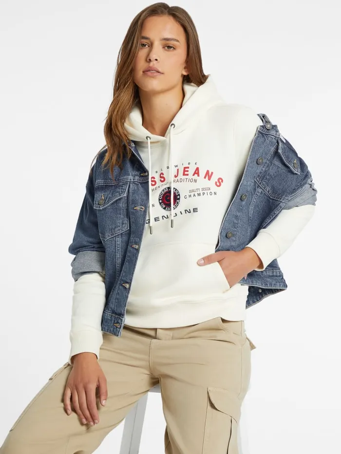GUESS Sweaters and Knits Classic Genuine Logo Hoodie Black 8211 Women