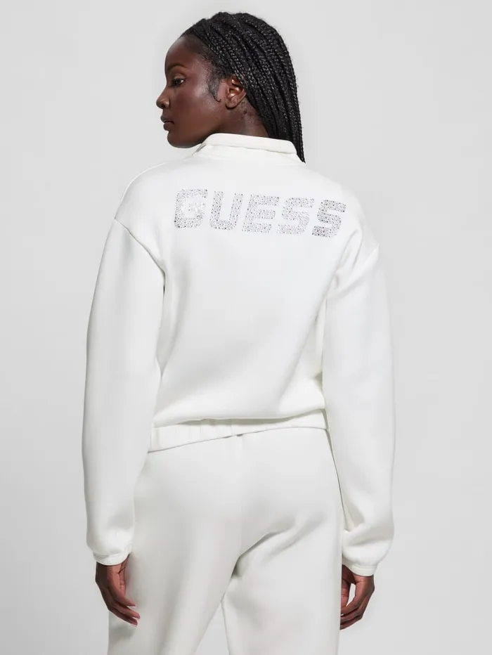 GUESS Sweaters and Knits Eco Cecilia Scuba ZipUp Sweatshirt White 8211 Women