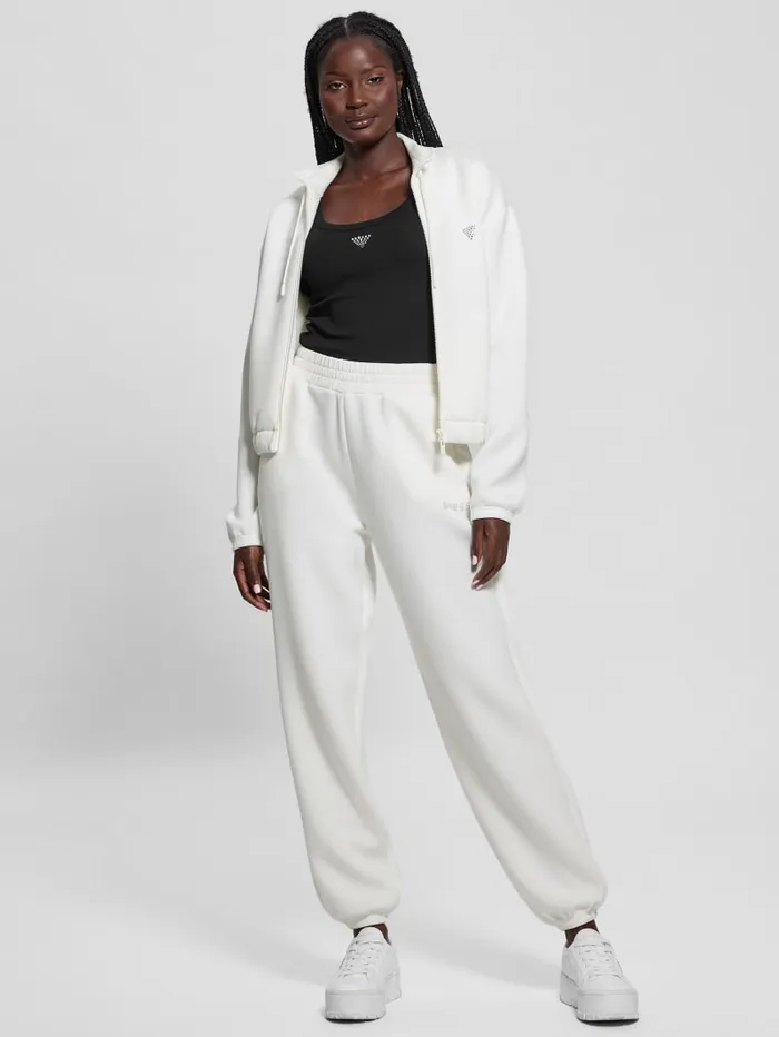 GUESS Sweaters and Knits Eco Cecilia Scuba ZipUp Sweatshirt White 8211 Women