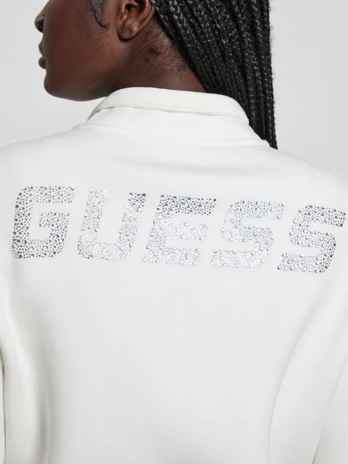 GUESS Sweaters and Knits Eco Cecilia Scuba ZipUp Sweatshirt White 8211 Women