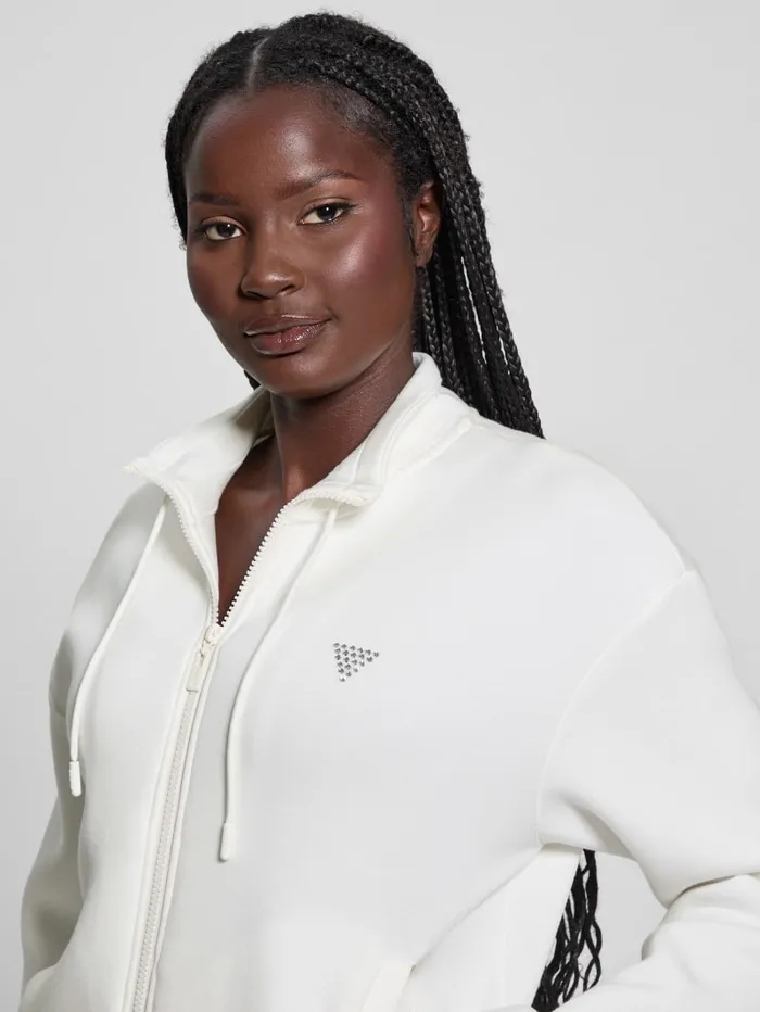 GUESS Sweaters and Knits Eco Cecilia Scuba ZipUp Sweatshirt White 8211 Women