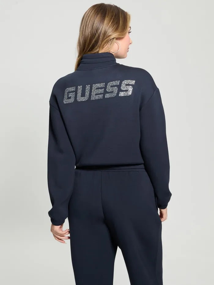 GUESS Sweaters and Knits Eco Cecilia Scuba ZipUp Sweatshirt White 8211 Women