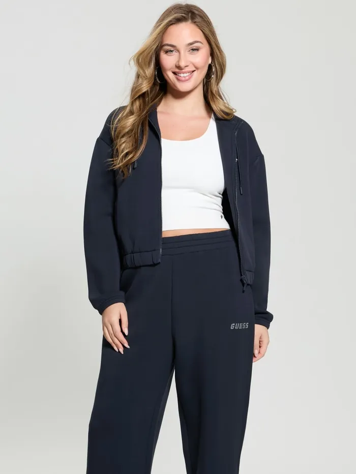 GUESS Sweaters and Knits Eco Cecilia Scuba ZipUp Sweatshirt White 8211 Women