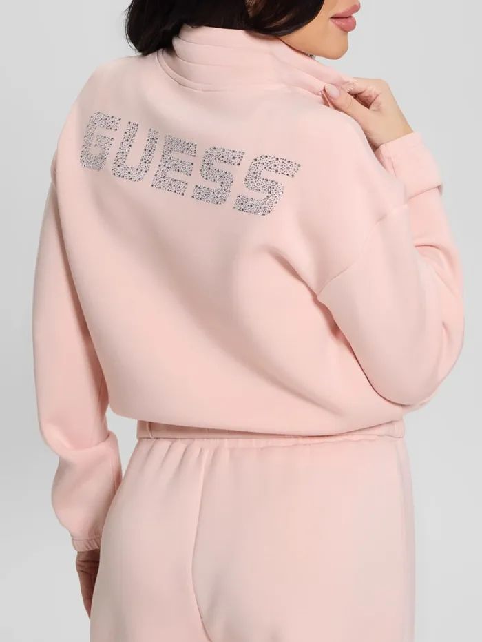 GUESS Sweaters and Knits Eco Cecilia Scuba ZipUp Sweatshirt White 8211 Women