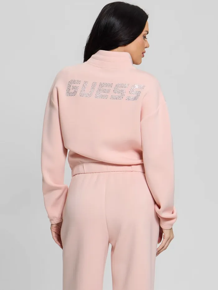 GUESS Sweaters and Knits Eco Cecilia Scuba ZipUp Sweatshirt White 8211 Women