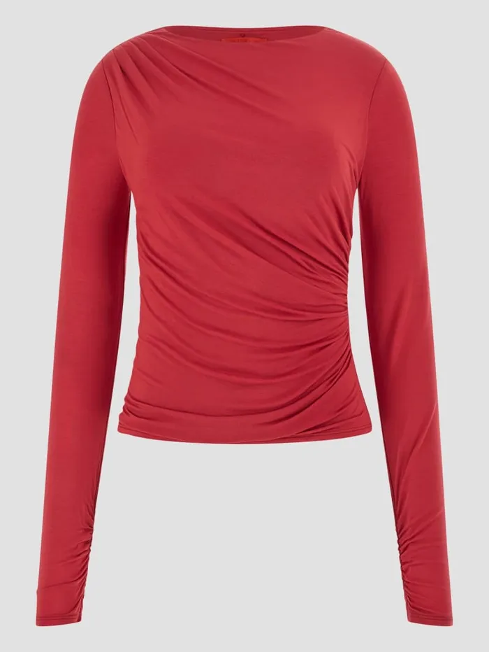 GUESS Sweaters and Knits Eco Noelle Shirred Top Red 8211 Women