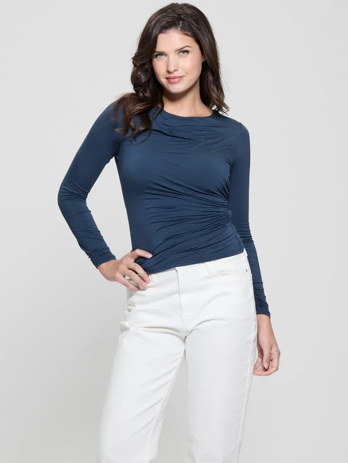 GUESS Sweaters and Knits Eco Noelle Shirred Top Red 8211 Women