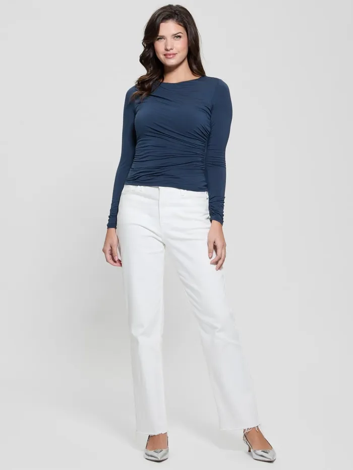 GUESS Sweaters and Knits Eco Noelle Shirred Top Red 8211 Women