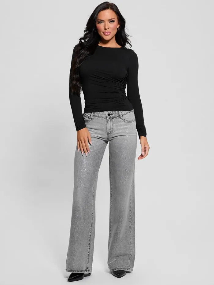 GUESS Sweaters and Knits Eco Noelle Shirred Top Red 8211 Women