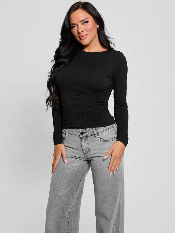 GUESS Sweaters and Knits Eco Noelle Shirred Top Red 8211 Women