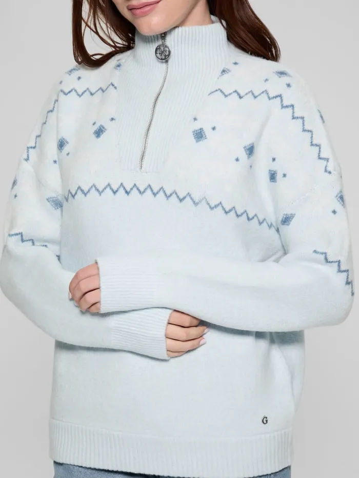 GUESS Sweaters and Knits HalfZip WoolBlend Pullover Sweater Gray 8211 Women