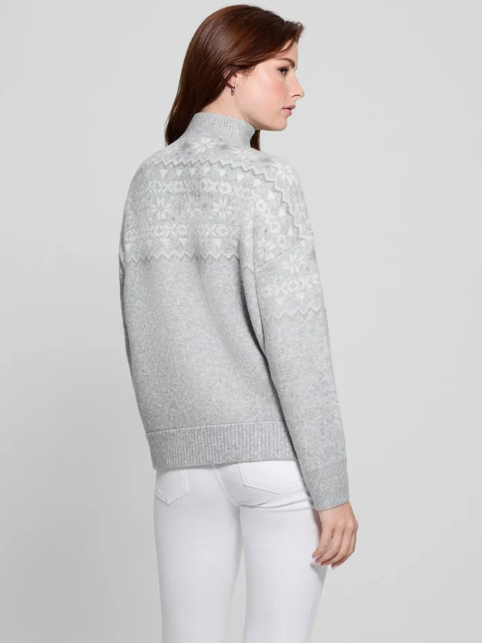 GUESS Sweaters and Knits HalfZip WoolBlend Pullover Sweater Gray 8211 Women