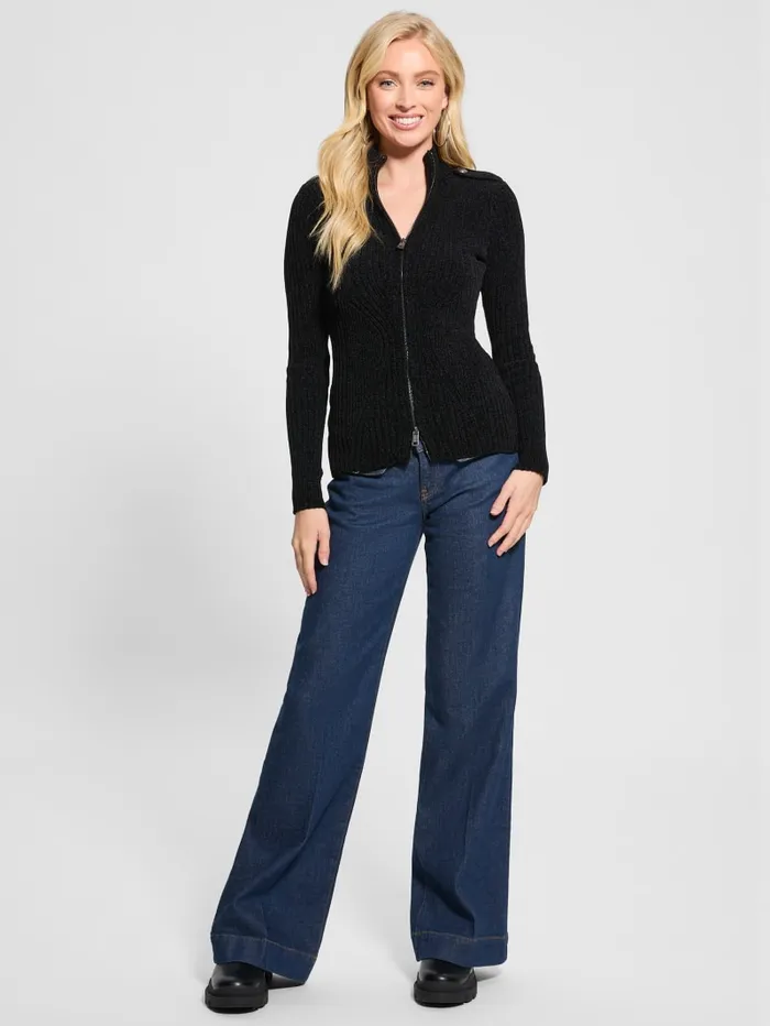 GUESS Sweaters and Knits Keily ZipFront Sweater Black 8211 Women