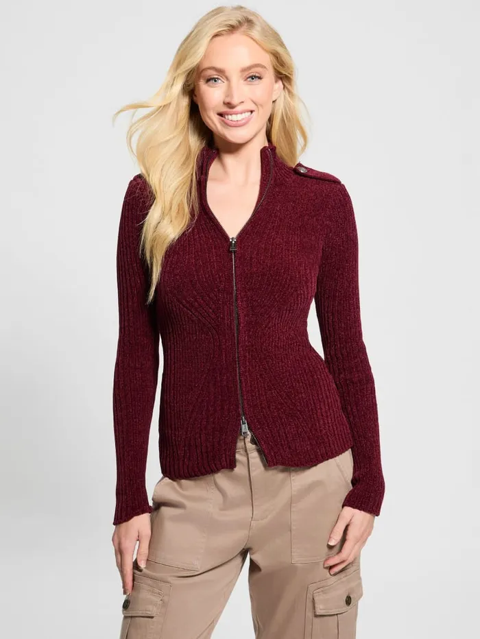 GUESS Sweaters and Knits Keily ZipFront Sweater Black 8211 Women