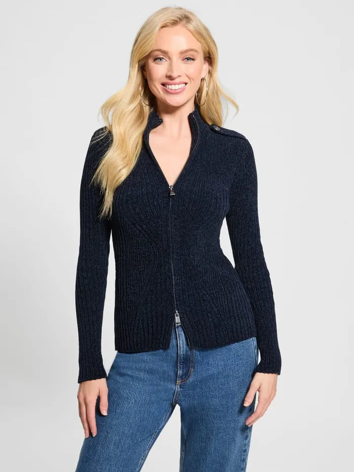 GUESS Sweaters and Knits Keily ZipFront Sweater Black 8211 Women