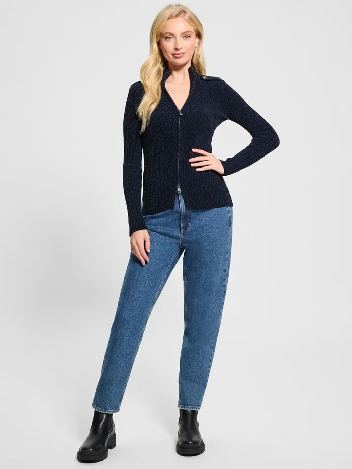 GUESS Sweaters and Knits Keily ZipFront Sweater Black 8211 Women