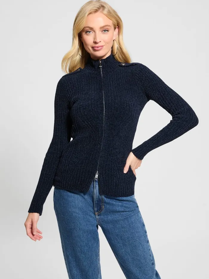 GUESS Sweaters and Knits Keily ZipFront Sweater Black 8211 Women