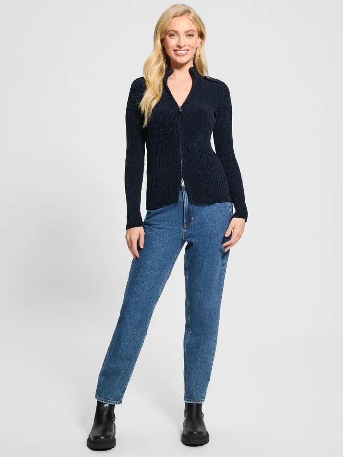 GUESS Sweaters and Knits Keily ZipFront Sweater Black 8211 Women