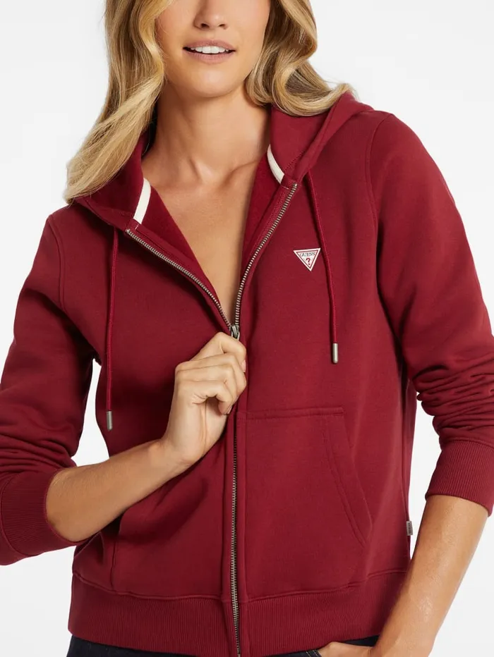 GUESS Sweaters and Knits Mini Patch ZipUp Sweatshirt Red 8211 Women