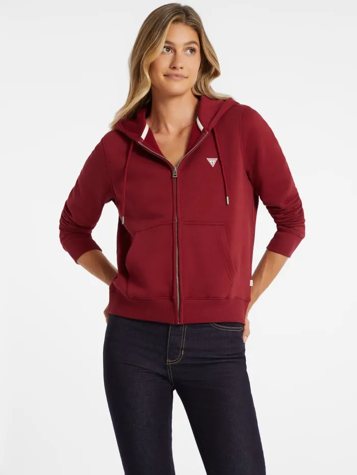 GUESS Sweaters and Knits Mini Patch ZipUp Sweatshirt Red 8211 Women