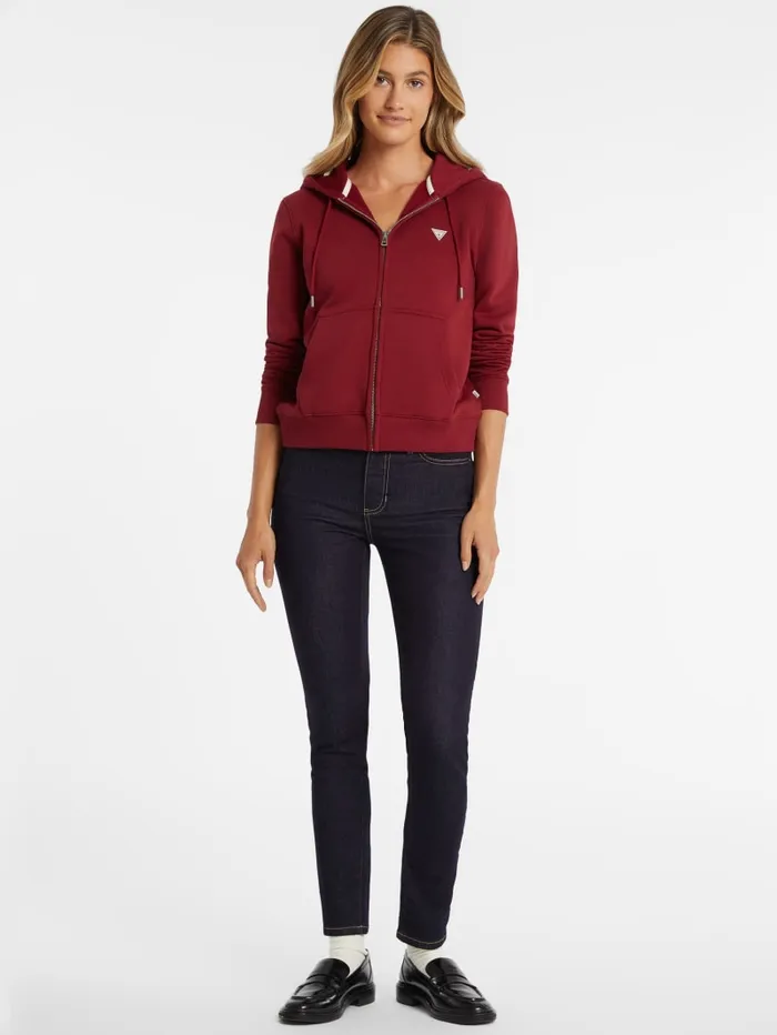 GUESS Sweaters and Knits Mini Patch ZipUp Sweatshirt Red 8211 Women