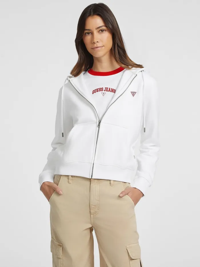 GUESS Sweaters and Knits Mini Patch ZipUp Sweatshirt Red 8211 Women