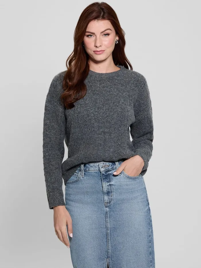 GUESS Sweaters and Knits Sylvie AlpacaBlend Pointelle Sweater Grey 8211 Women