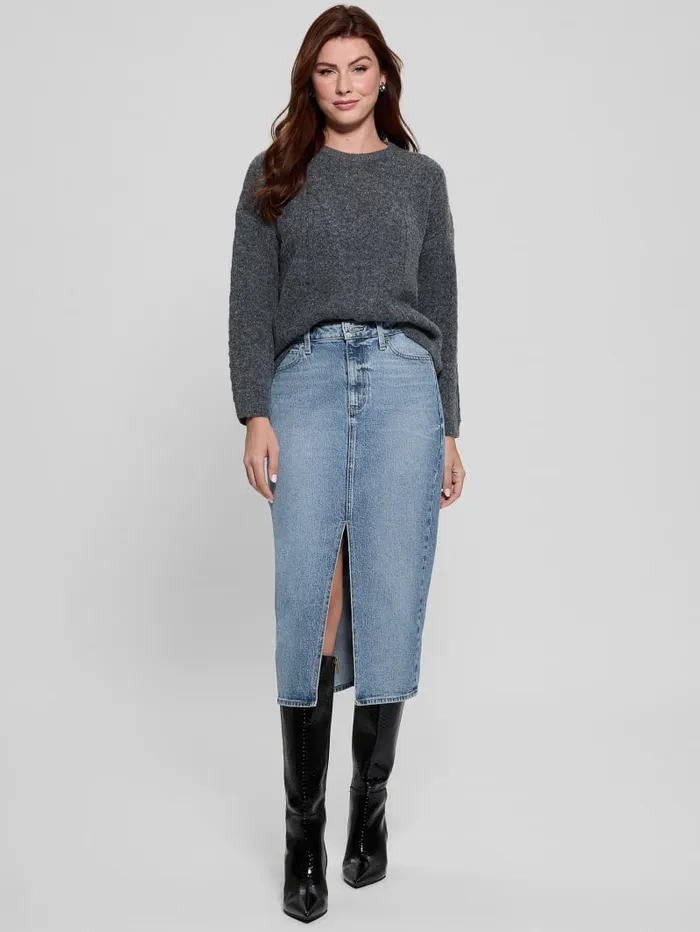 GUESS Sweaters and Knits Sylvie AlpacaBlend Pointelle Sweater Grey 8211 Women